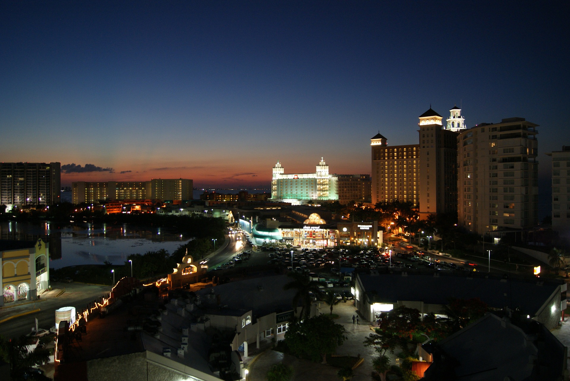 Cancun resort at sunset